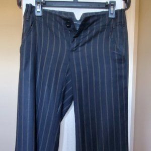 Banana Republic Women's Black Tan Pinstripe Wool Blend Wide Leg Trousers. Sz 0